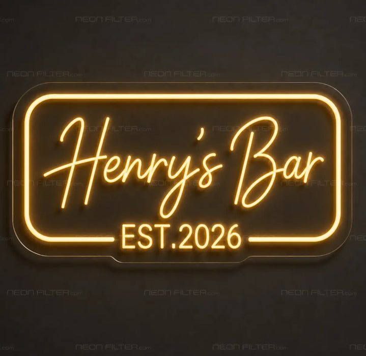 Henry's Bar EST. 2026 Neon Sign for ManCave Decor - Neon Filter