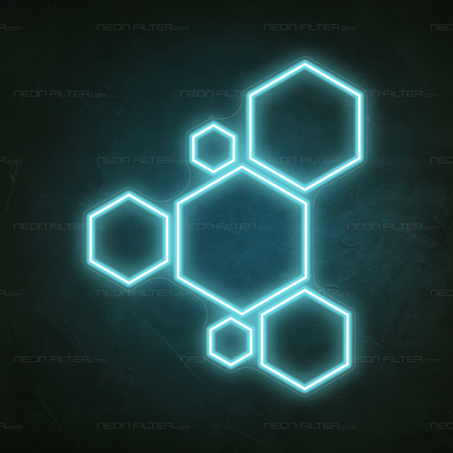 Hexagons Neon Sign in Glacier blue