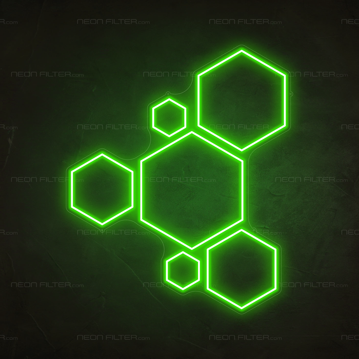 Hexagons Neon Sign in Glow Up Green