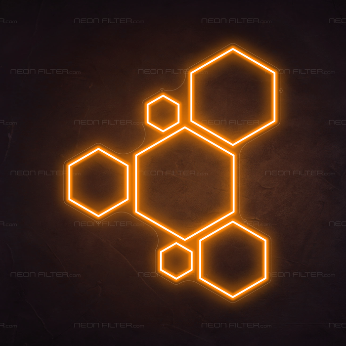 Hexagons Neon Sign in Hey Pumpkin Orange