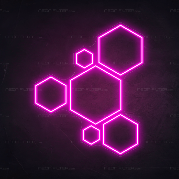 Hexagons Neon Sign in Love Potion Pink