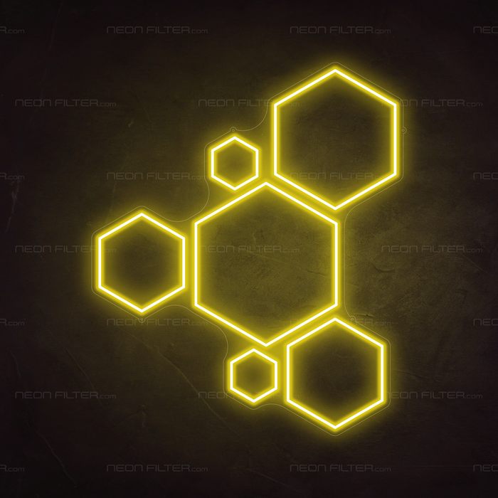 Hexagons Neon Sign in Paradise Yellow