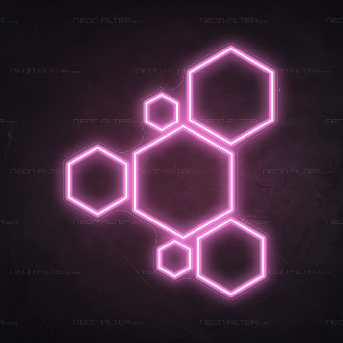 Hexagons Neon Sign in Pastel Pink