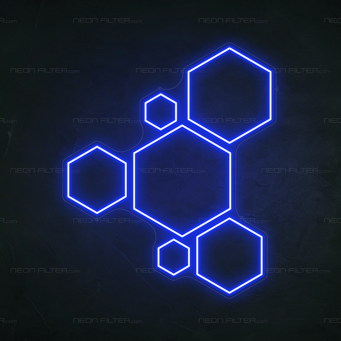 Hexagons Neon Sign in Santorini Blue