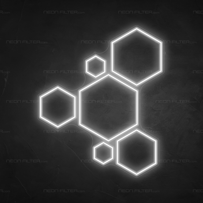 Hexagons Neon Sign in Snow White