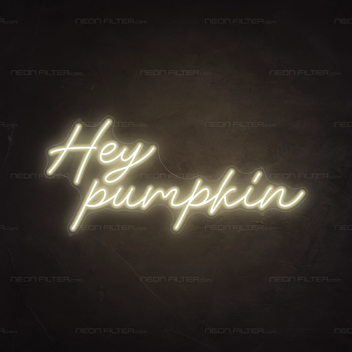 Hey Pumpkin Neon Sign in Cosy Warm White