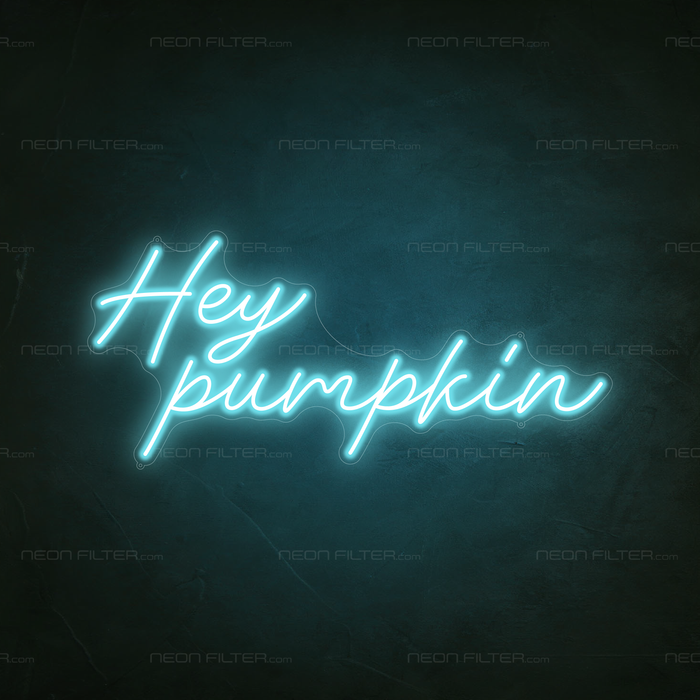 Hey Pumpkin Neon Sign in Glacier blue