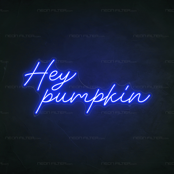 Hey Pumpkin Neon Sign in Santorini Blue