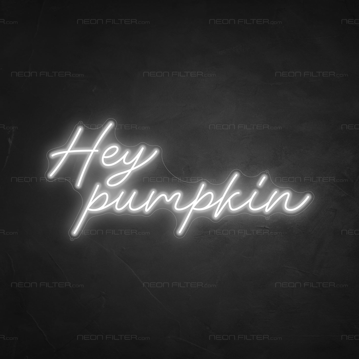 Hey Pumpkin Neon Sign in Snow White