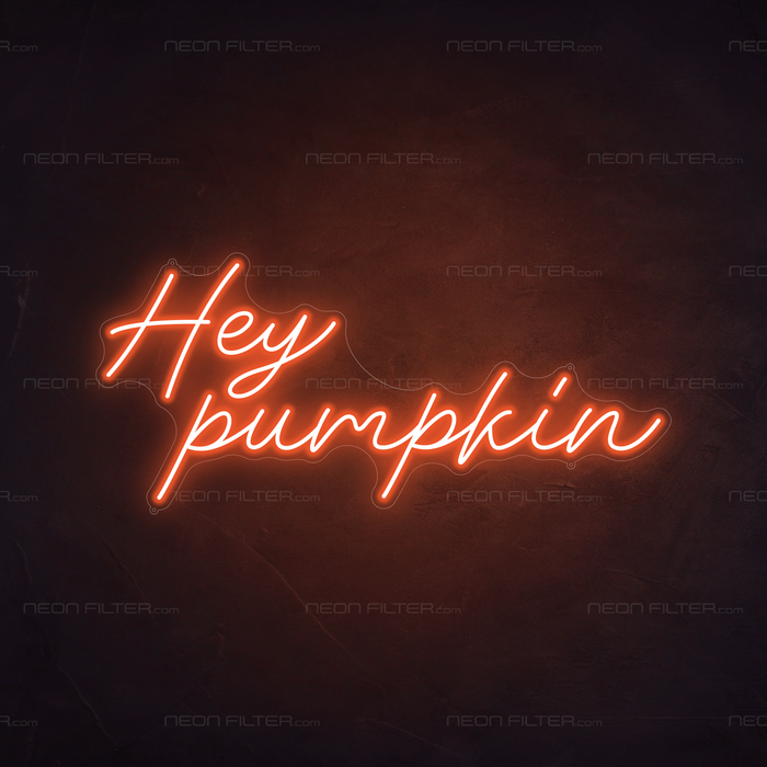 Hey Pumpkin Neon Sign in Sunset Orange