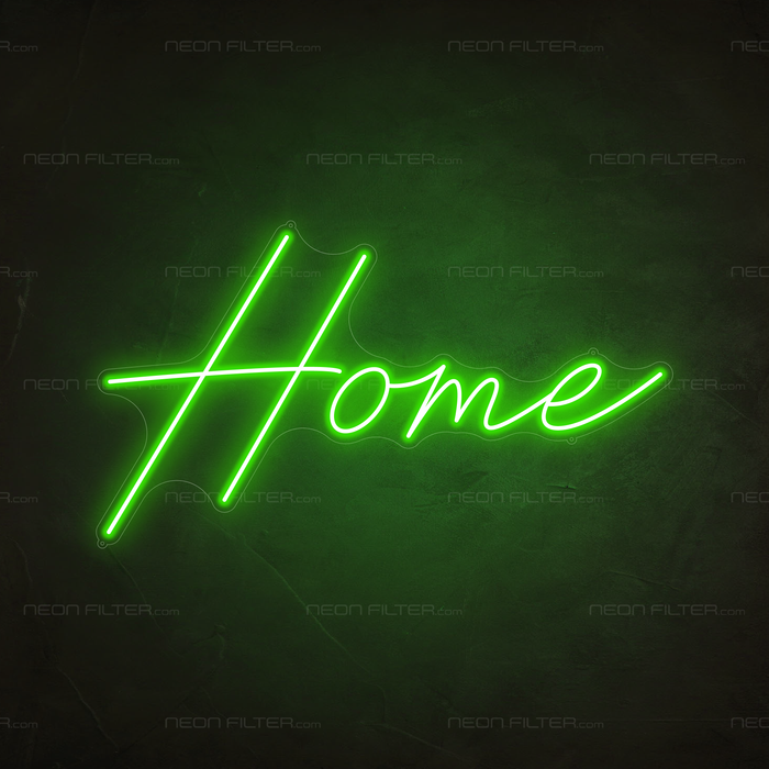 Home Neon Sign in Glow Up Green