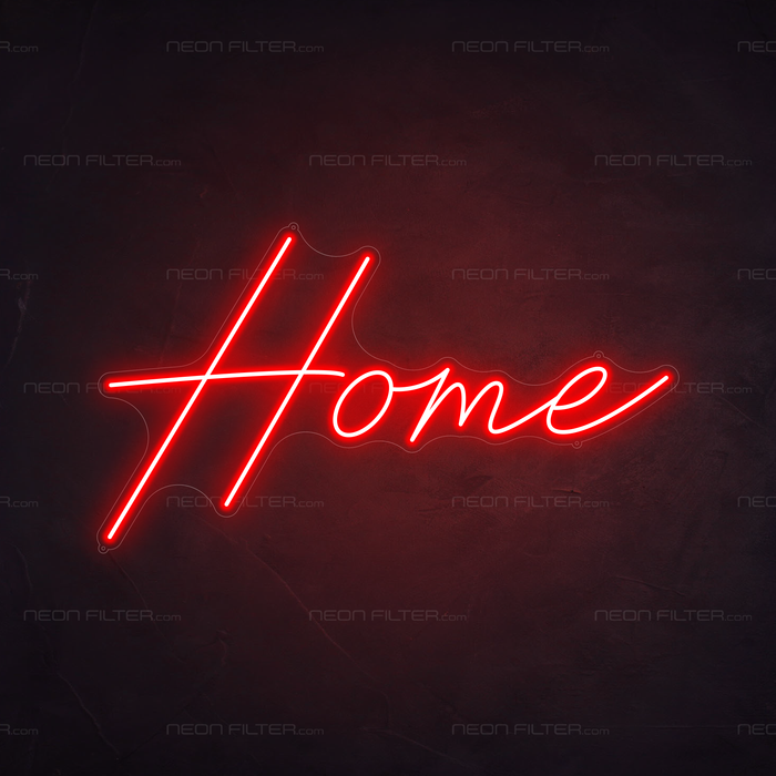 Home Neon Sign in Hot Mama Red