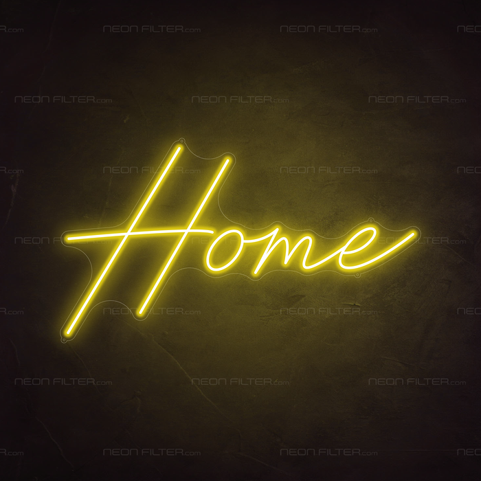 Home Neon Sign in Paradise Yellow