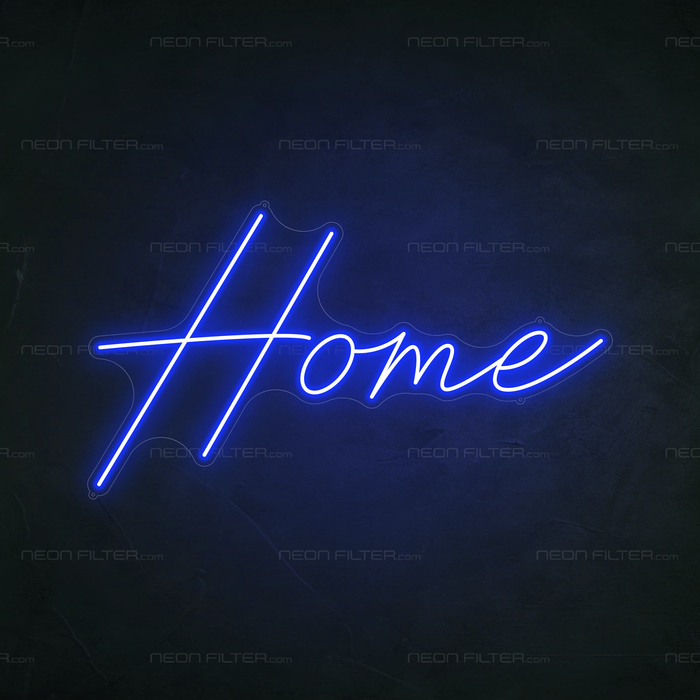 Home Neon Sign in Santorini Blue