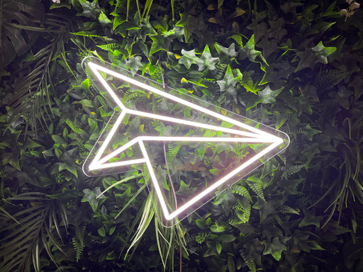 Paper Aeroplane Neon Sign in snow white