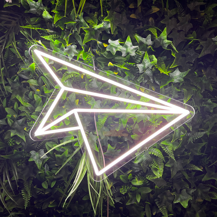 Paper Aeroplane Neon Sign in snow white