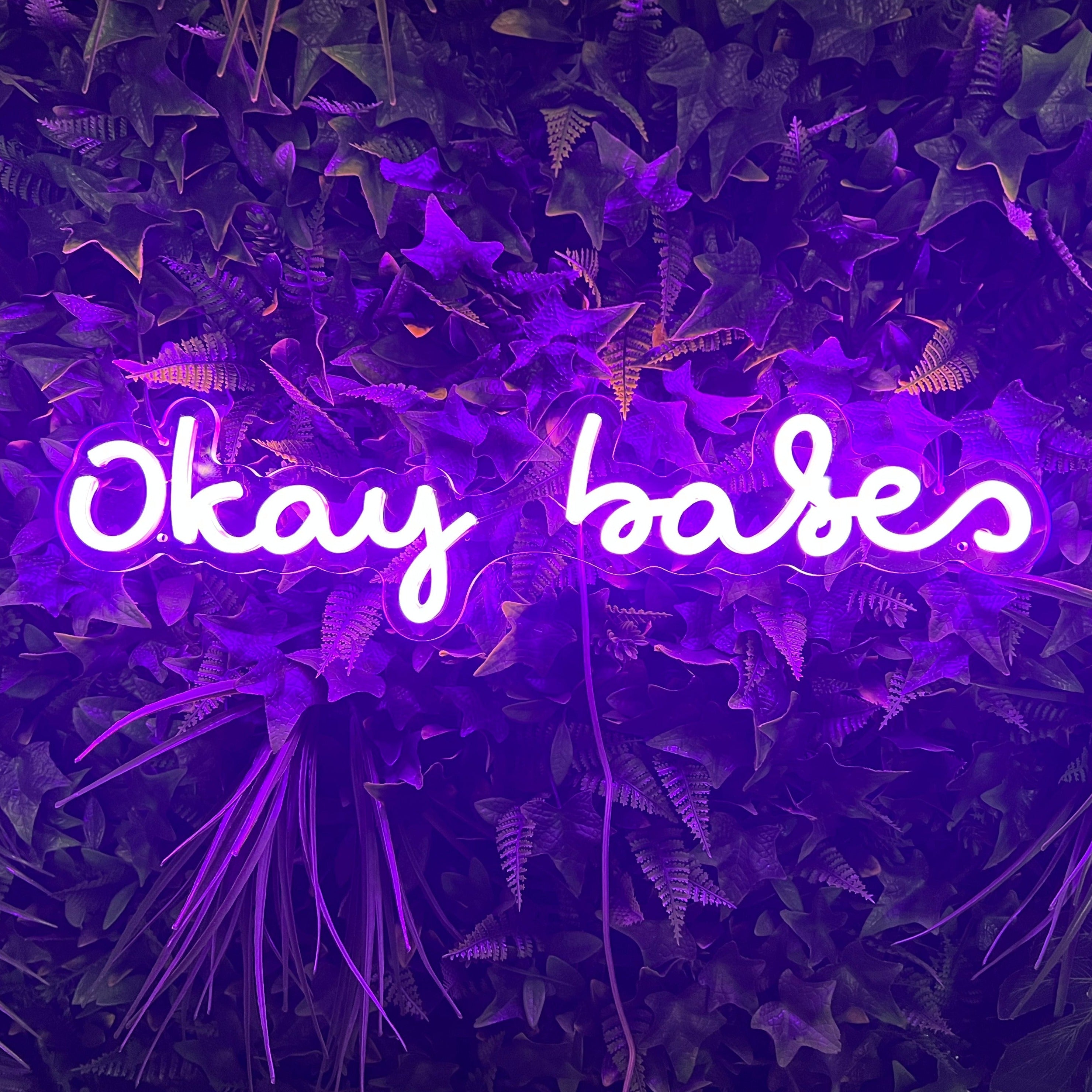 Okay babes neon sign in pink 