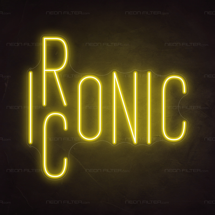 Ironic Iconic Neon Sign in Paradise Yellow