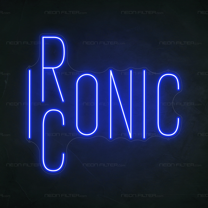 Ironic Iconic Neon Sign in Santorini Blue