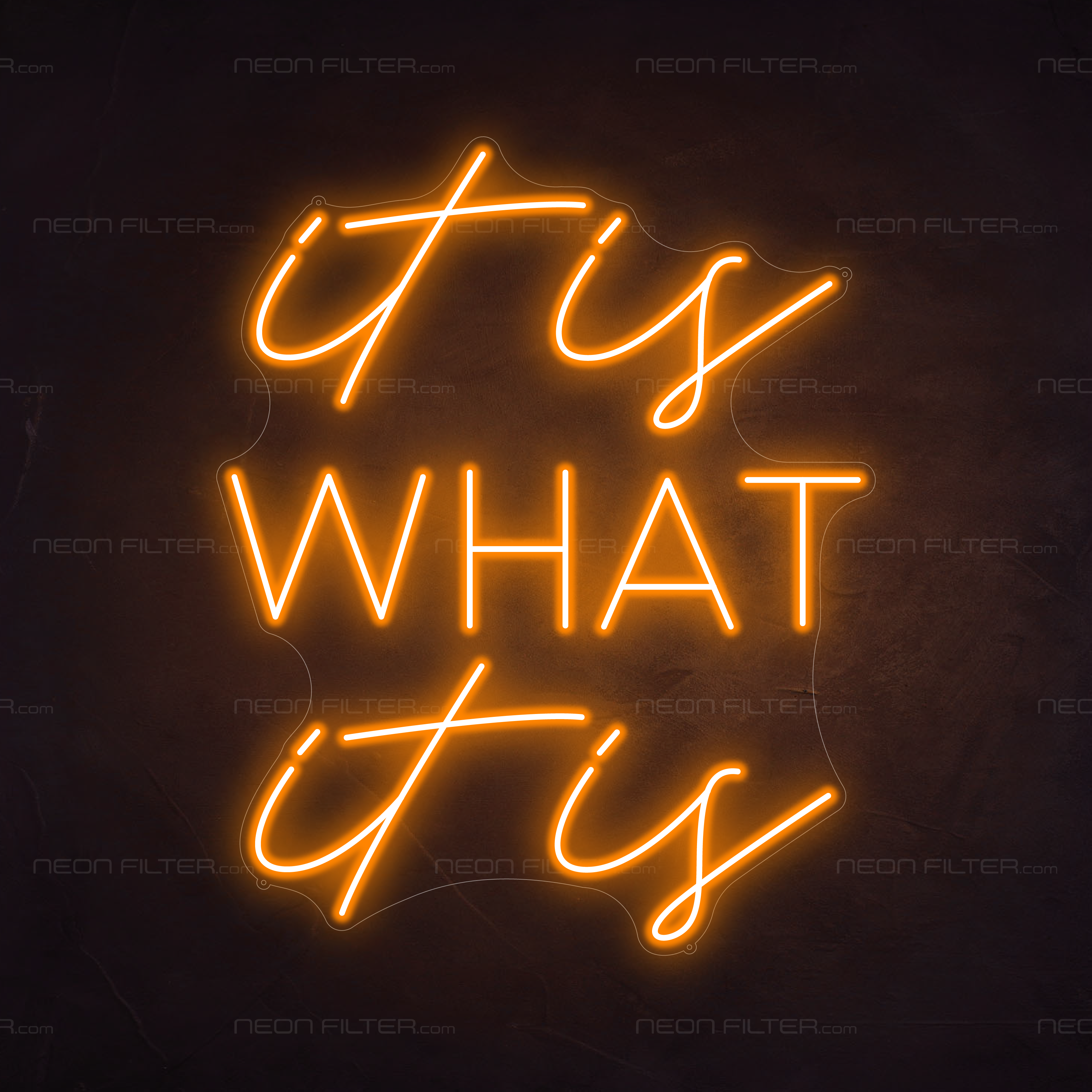 It Is What It Is Neon Sign in Hey Pumpkin Orange