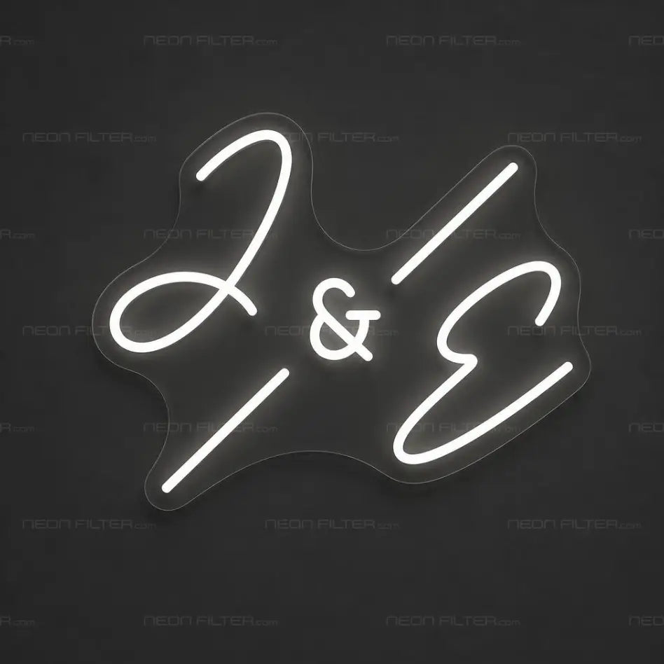 J & E Diagonal Initials Neon Sign for Wedding Decor - Neon Filter