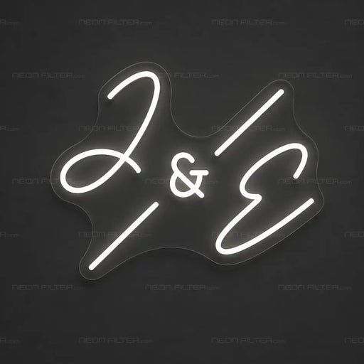 J & E Diagonal Initials Neon Sign for Wedding Decor - Neon Filter