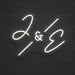 J & E Diagonal Initials Neon Sign for Wedding Decor - Neon Filter