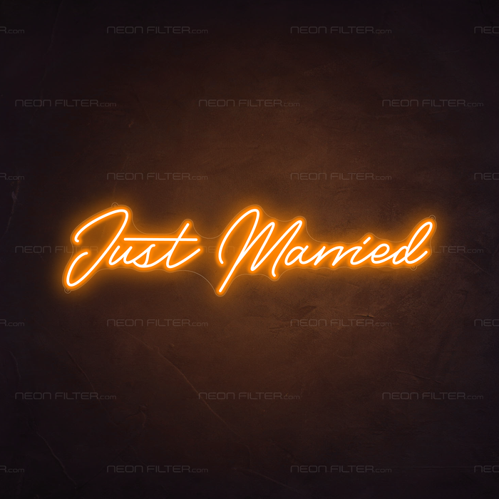 Just Married Neon Light in Hey Pumpkin Orange