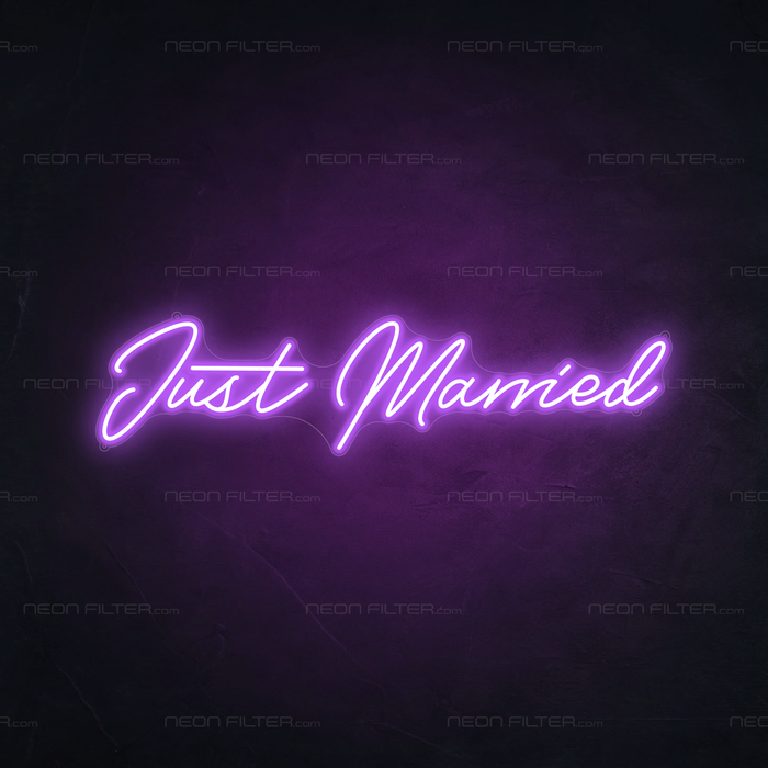 Just Married Neon Light in Hopeless Romantic Purple