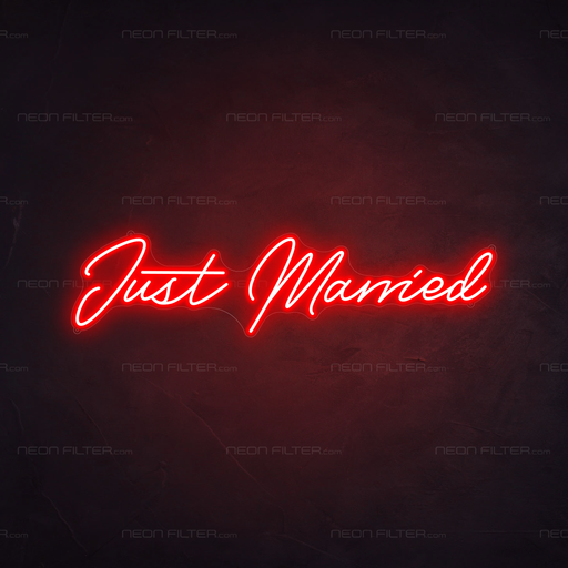 Just Married Neon Light in Hot Mama Red