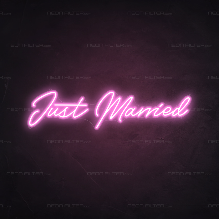 Just Married Neon Light in Pastel Pink