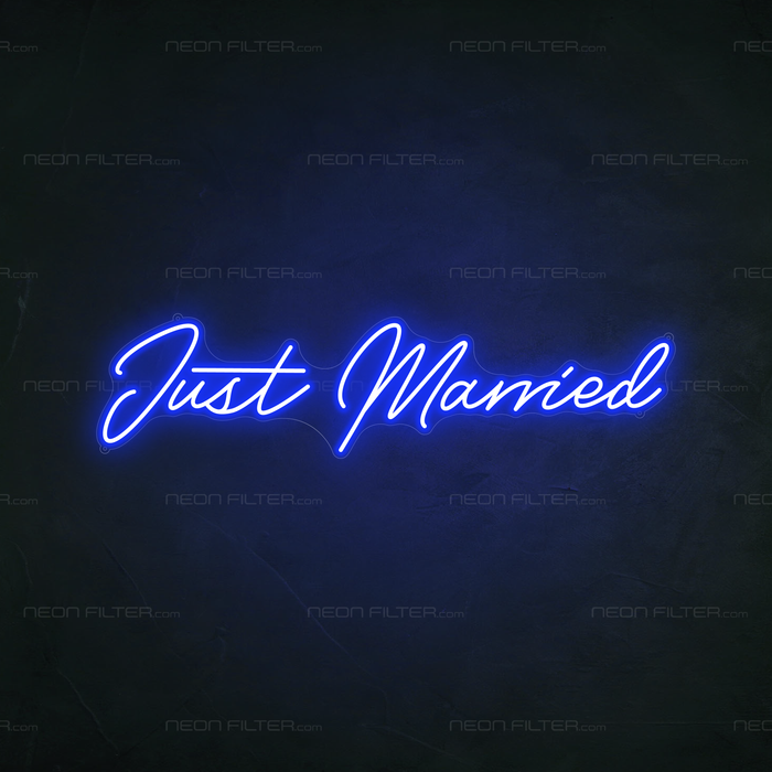 Just Married Neon Light in Santorini Blue