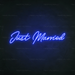 Just Married Neon Light in Santorini Blue