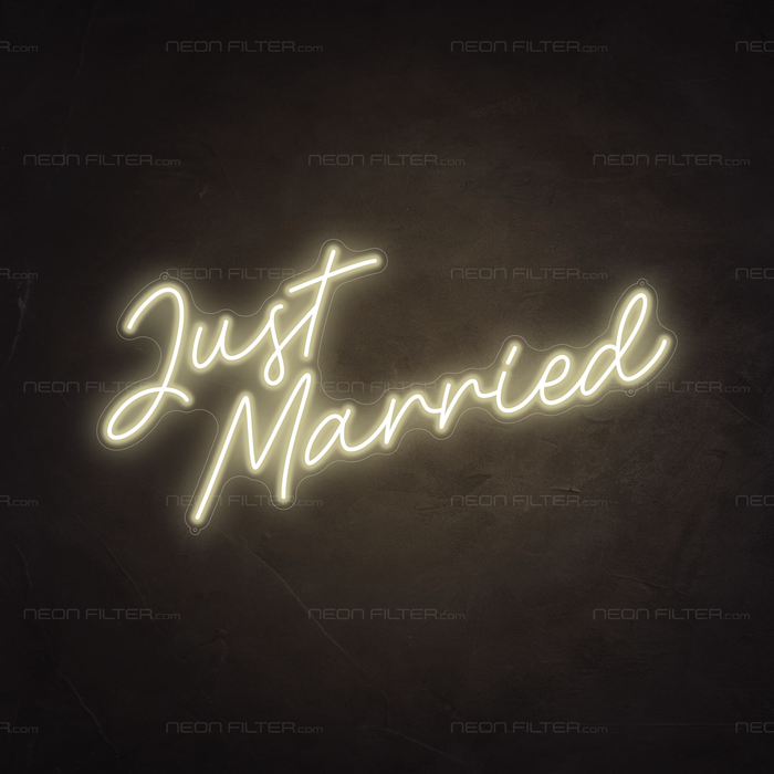 Just Married Neon Sign in Cosy Warm White