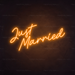 Just Married Neon Sign in Hey Pumpkin Orange