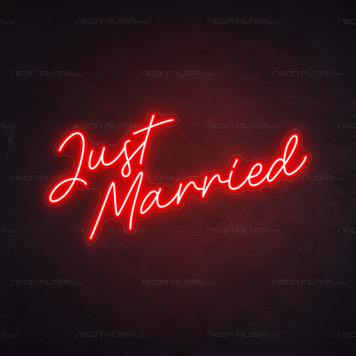 Just Married Neon Sign in Hot Mama Red