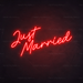 Just Married Neon Sign in Hot Mama Red