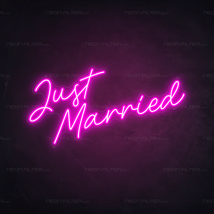 Just Married Neon Sign in Love Potion Pink