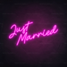 Just Married Neon Sign in Love Potion Pink