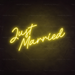 Just Married Neon Sign in Paradise Yellow