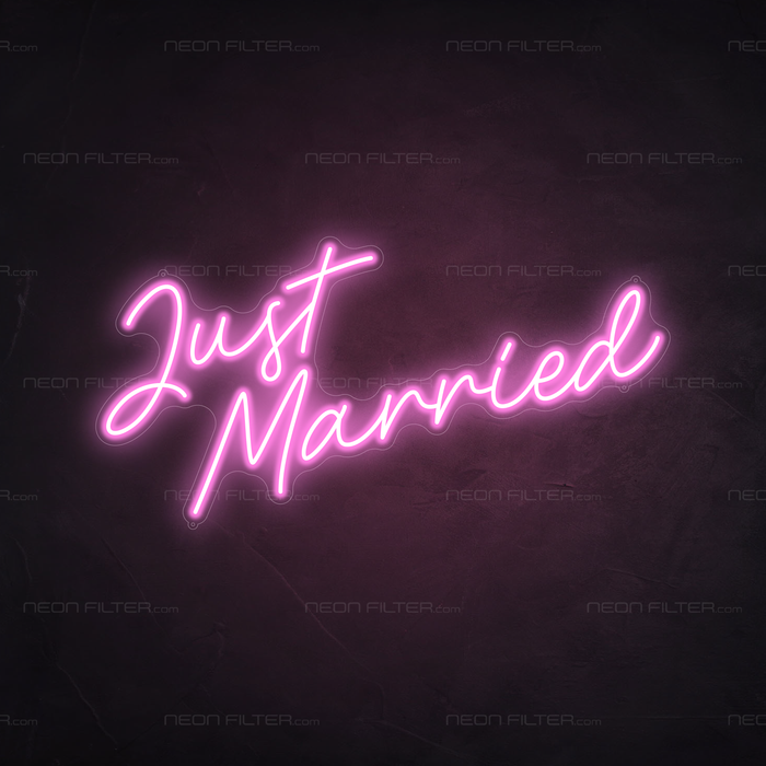 Just Married Neon Sign in Pastel Pink