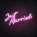 Just Married Neon Sign in Pastel Pink