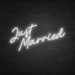 Just Married Neon Sign in Snow White