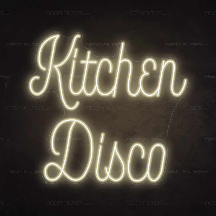 Kitchen Disco Neon Sign in Cosy Warm White