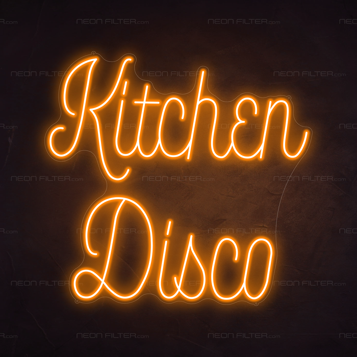 Kitchen Disco Neon Sign in Hey Pumpkin Orange