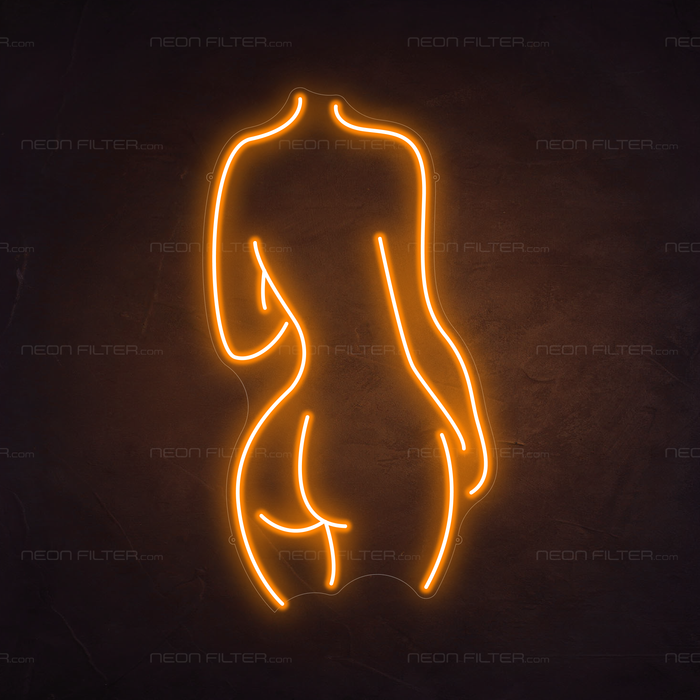 Ladies Back Neon Sign in Hey Pumpkin Orange