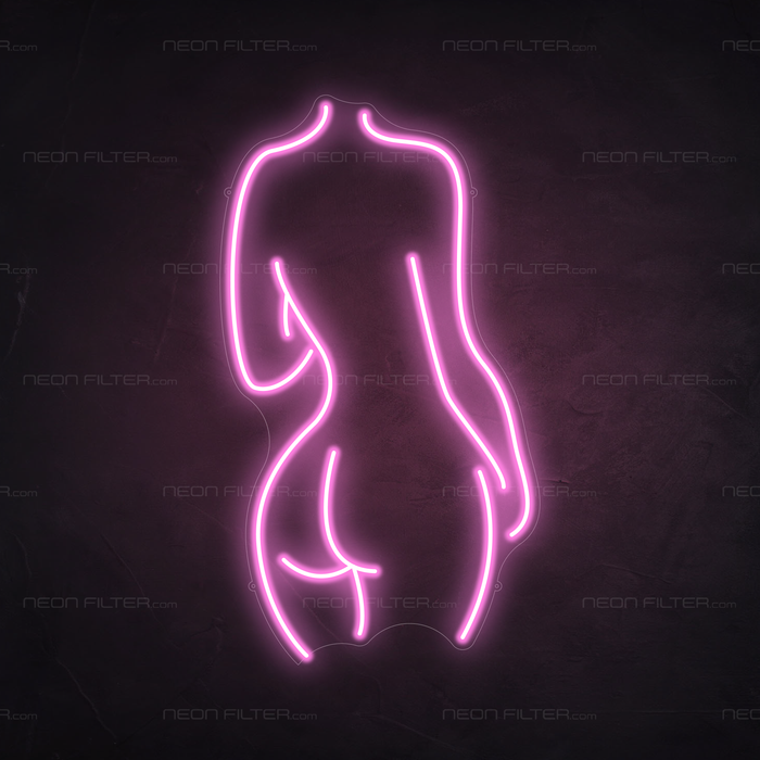 Ladies Back Neon Sign in Pastel Pink