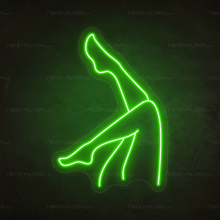 Ladies Legs Neon Sign in Glow Up Green