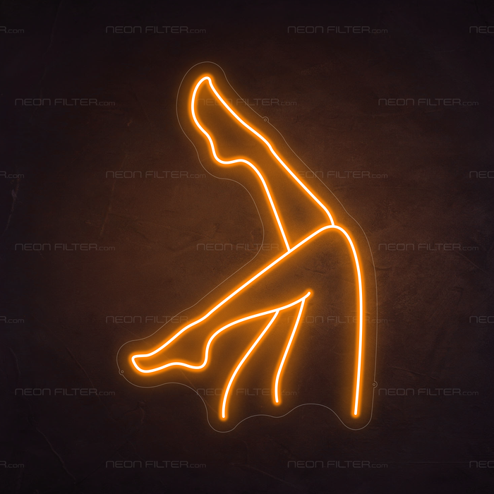 Ladies Legs Neon Sign in Hey Pumpkin Orange