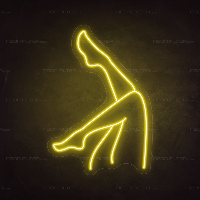 Ladies Legs Neon Sign in Paradise Yellow